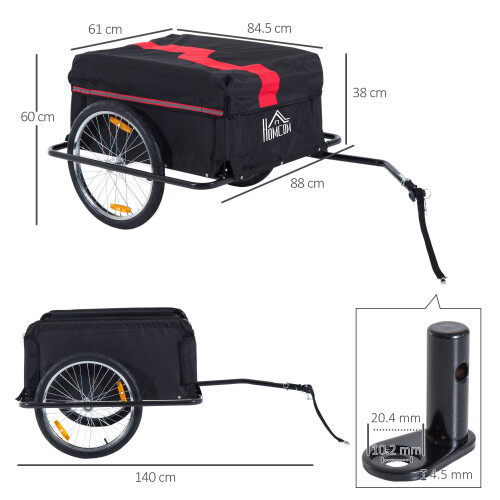 Homcom Aosom Elite Two-Wheel Bicycle Large Cargo Wagon Trailer with Folding Storage 1
