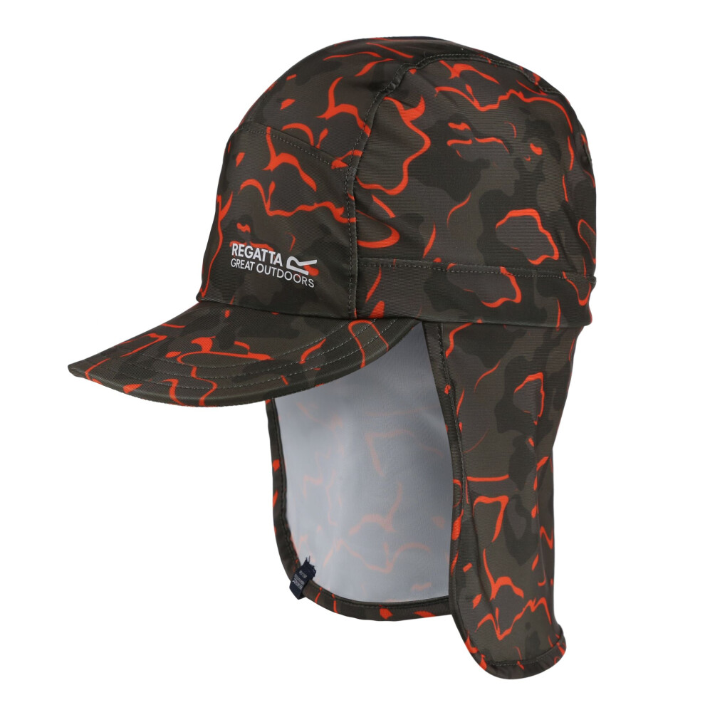 (4-6 Years, Grape Leaf/Magma Orange Camo) Regatta Great Outdoors Childrens/Kids Sun Protection Cap