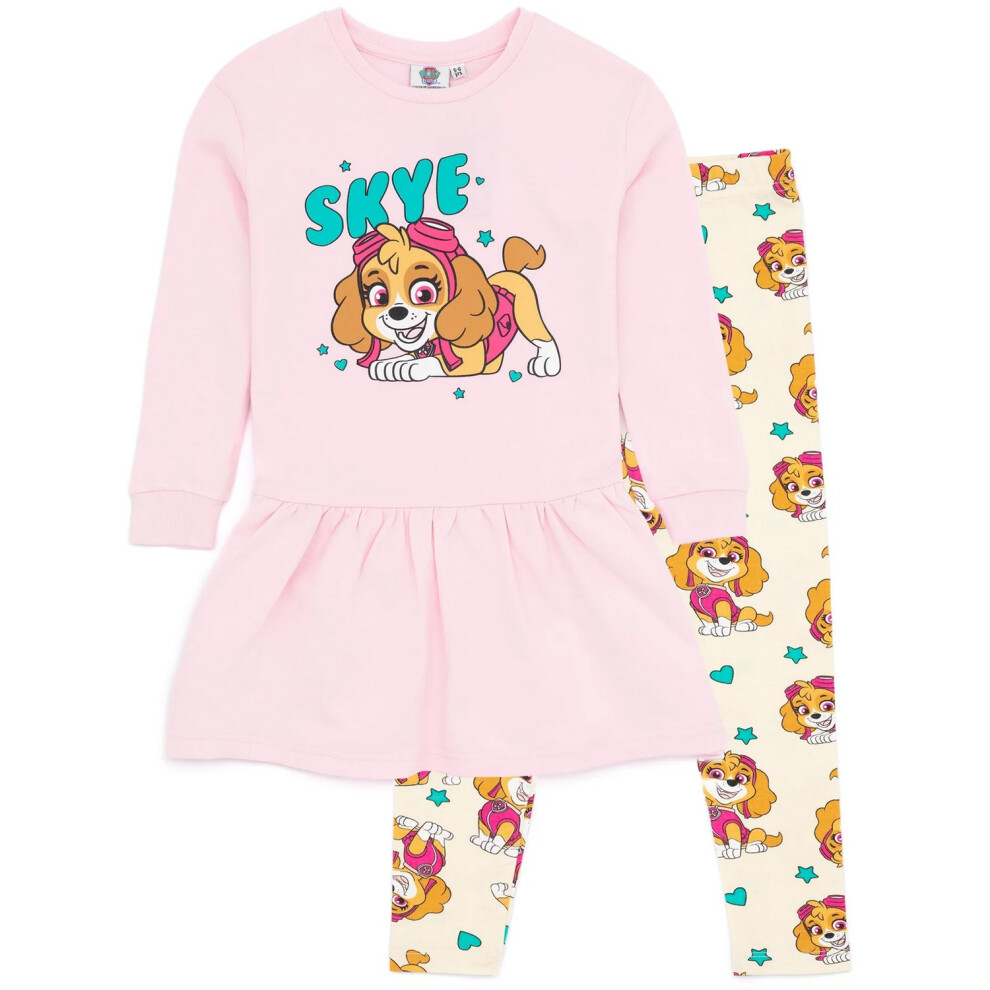 (6-7 Years, Pink) Paw Patrol Girls Skye Sweater Dress & Leggings Set