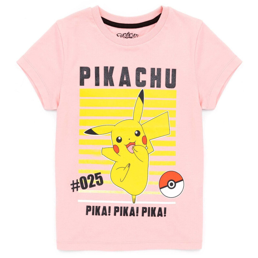 (11-12 Years, Pink) Pokemon Girls Pikachu T-Shirt