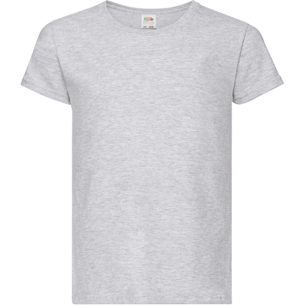 (3-4, Heather Grey) Fruit Of The Loom Girls Childrens Valueweight Short Sleeve T-Shirt