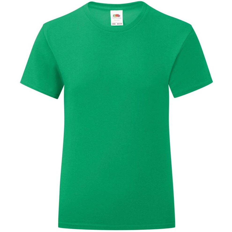 (14-15 Years, Kelly Green) Fruit Of The Loom Girls Iconic T-Shirt