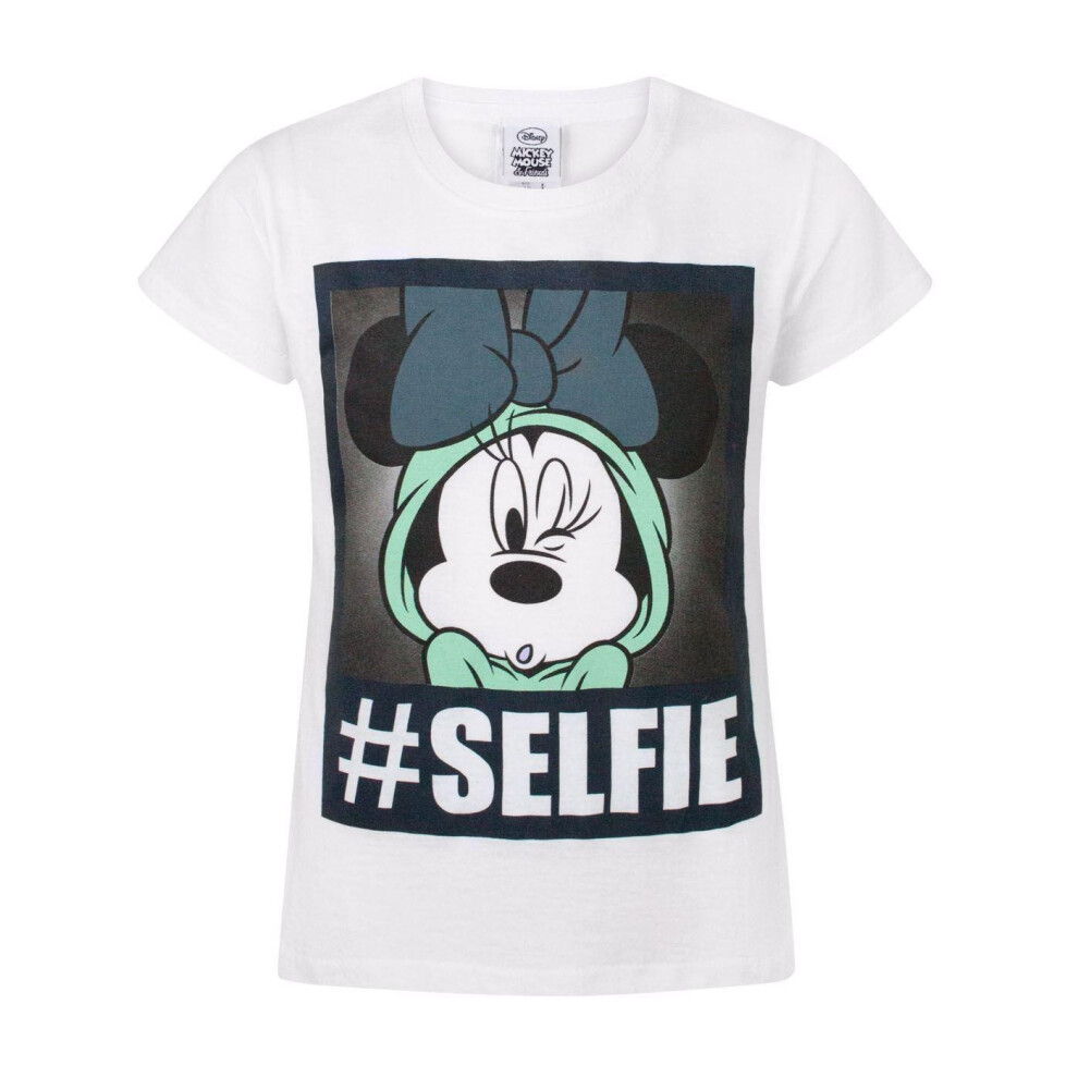 (12-13 Years, White) Disney Childrens/Kids Selfie Minnie Mouse T-Shirt