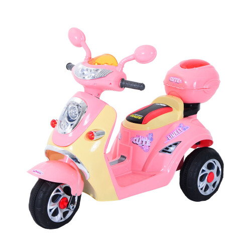 HOMCOM Electric Ride on Toy Car Kids Motorbike Children Battery Tricycle Pink on OnBuy