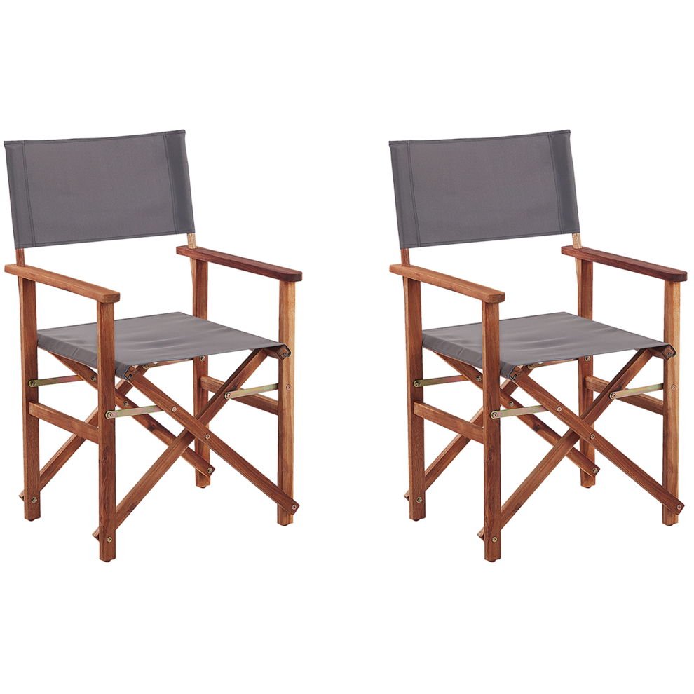 Set of 2 Garden Chairs CINE Acacia Wood Grey