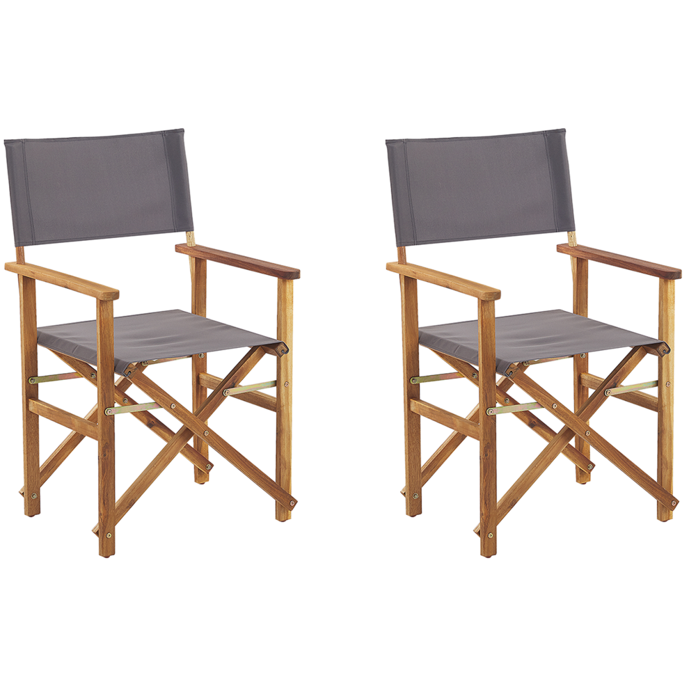Set of 2 Garden Chairs CINE Acacia Wood Grey