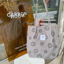 (Gray Smile) Vintageinspired Smiley Face Tote Bag In Various Colors For Daily Wear Fashion