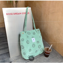 (Green Smile) Vintageinspired Smiley Face Tote Bag In Various Colors For Daily Wear Fashion
