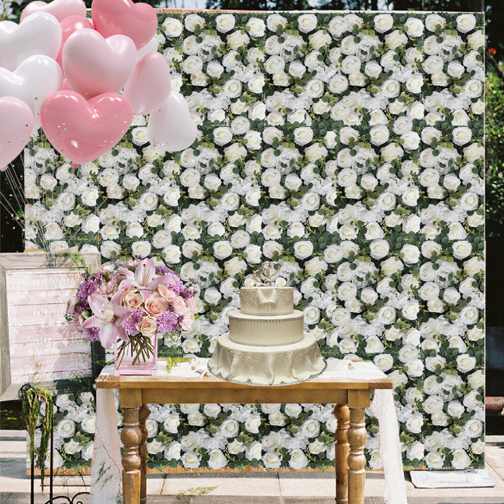 Artificial Plant Hedge Greenery Wall Panel with Eucalyptus Rose
