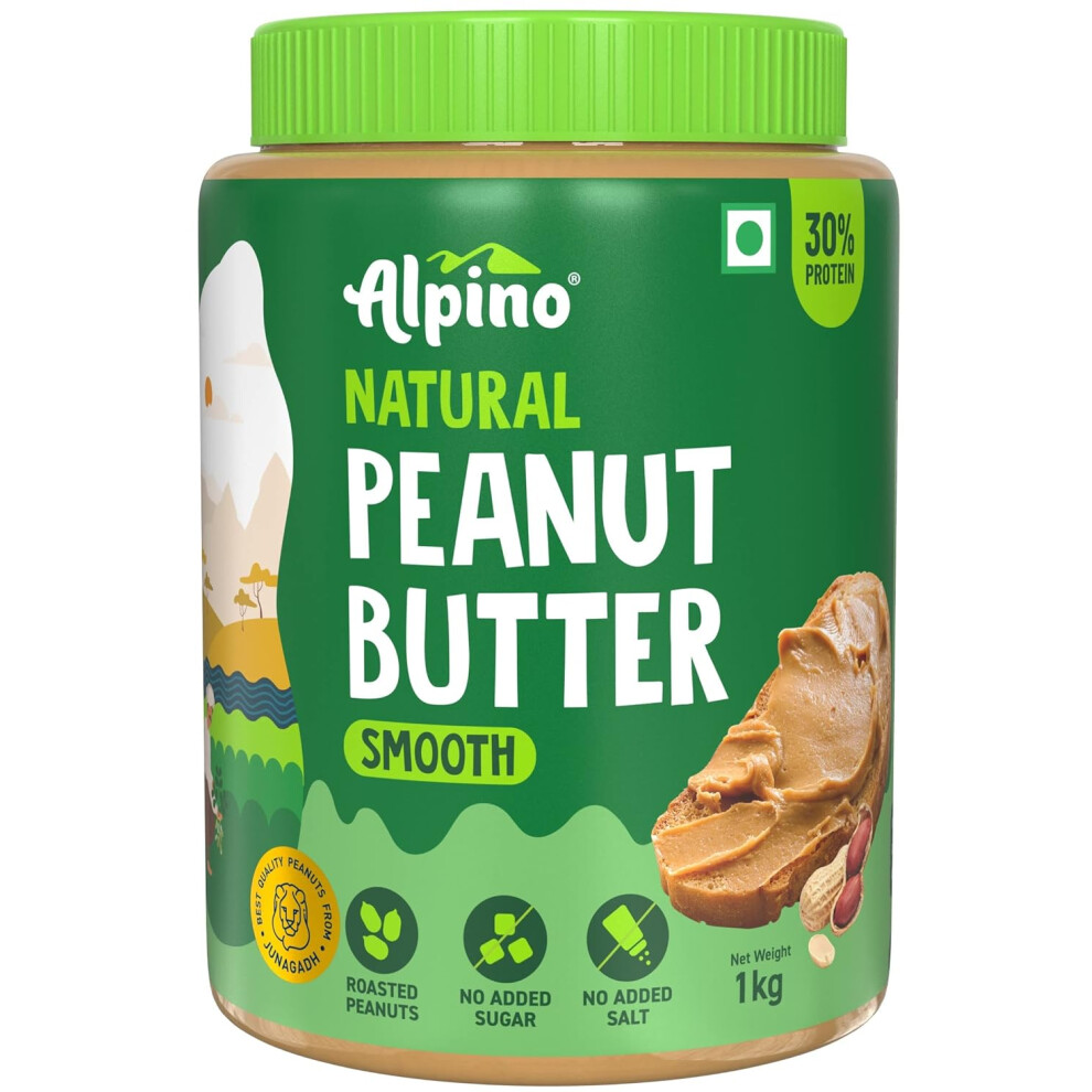 ALPINO Natural Peanut Butter Smooth| Peanut Butter Creamy (1 kg)