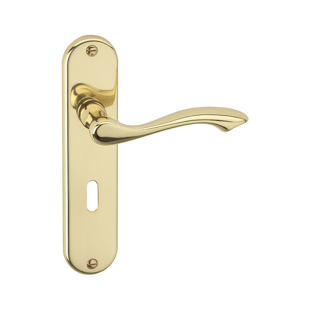 (Polished Brass Keyhole) Metal Lever Latch Door Handles Set Round Rose