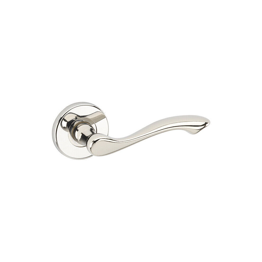 (Polished Nickel Rose) Metal Lever Latch Door Handles Set Round Rose