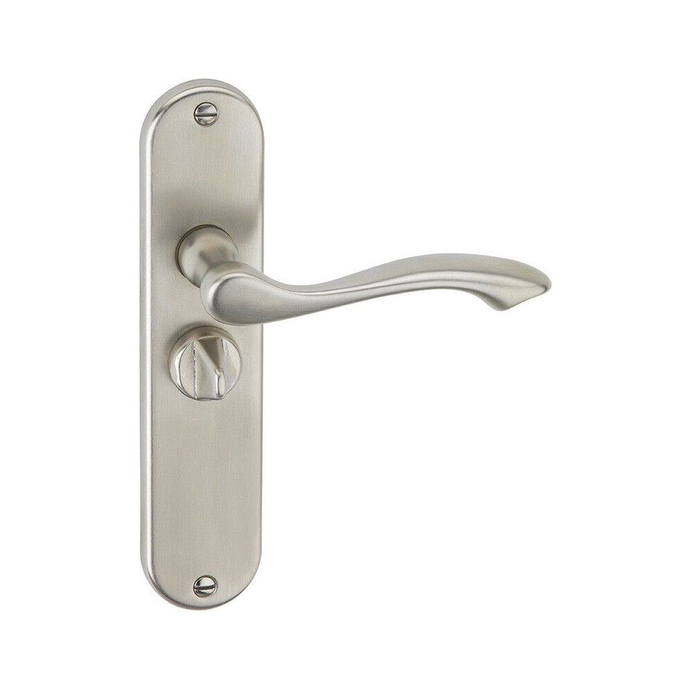 (Satin Nickel Plain) Metal Lever Latch Door Handles Set Round Rose