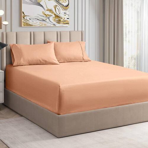 Imperial Rooms (Peach, King) Extra Deep 40CM Fitted Sheet Bed Sheets Single Double King 2