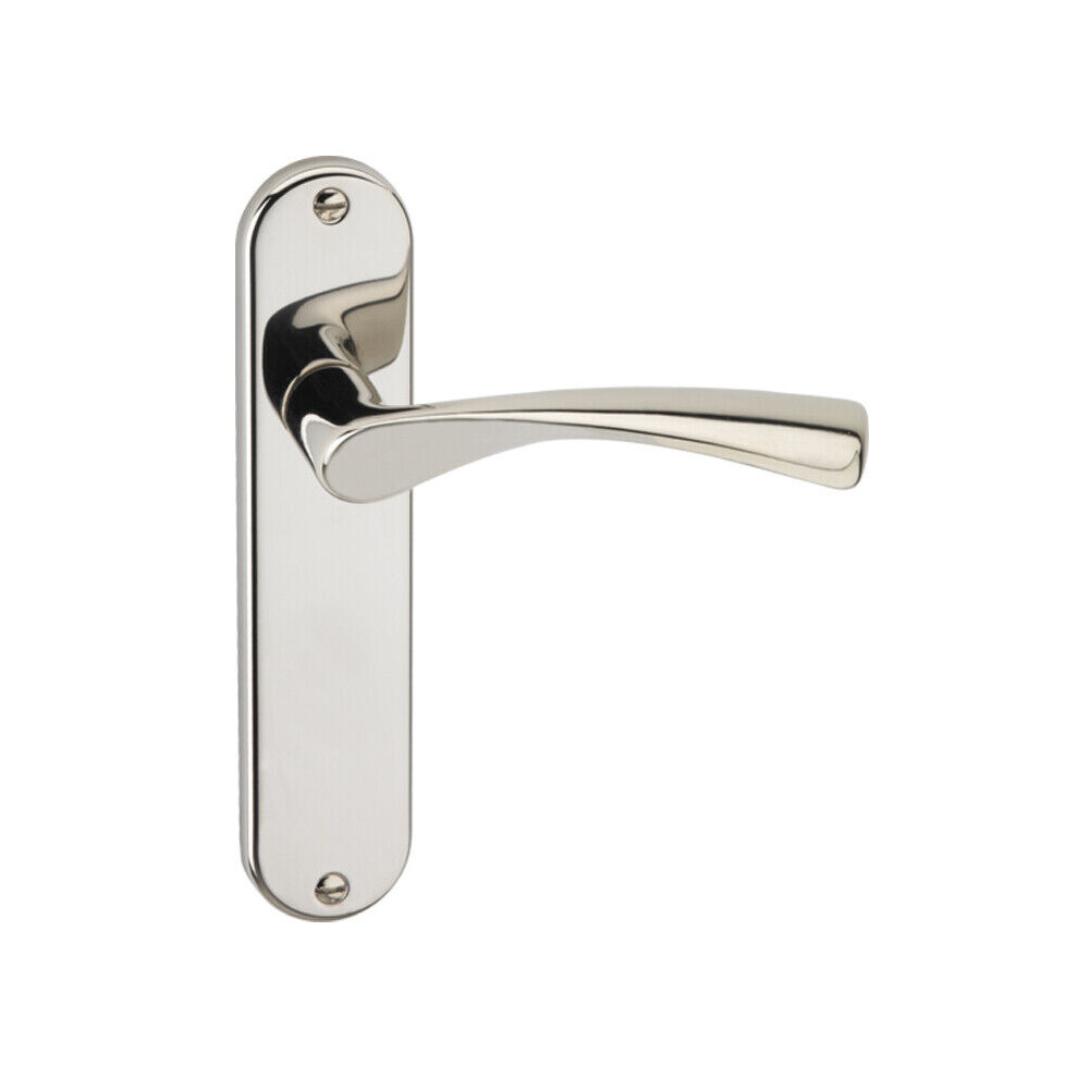 (Polished Nickel Plain) Metal Lever Latch Door Handles Set Round Rose