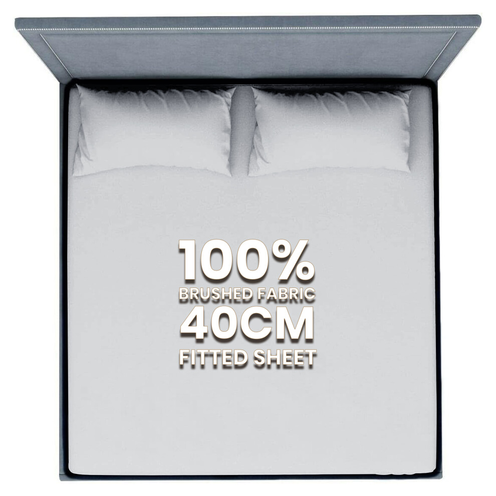 (Silver, King) Extra Deep 40CM Fitted Sheet Bed Sheets Single Double King