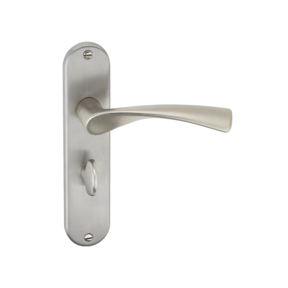 (Satin Nickel Bathroom) Metal Lever Latch Door Handles Set Round Rose