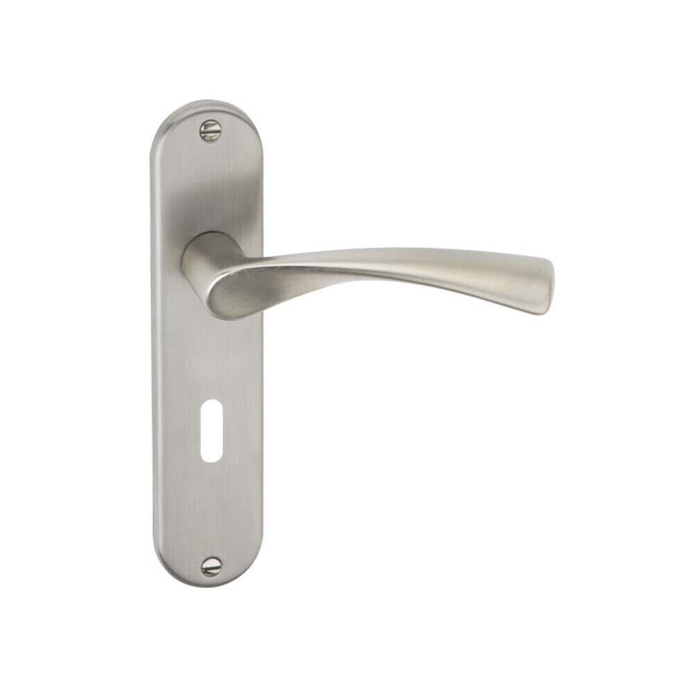 (Satin Nickel Keyhole ) Metal Lever Latch Door Handles Set Round Rose