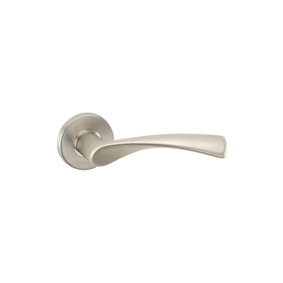 (Satin Nickel Rose) Metal Lever Latch Door Handles Set Round Rose