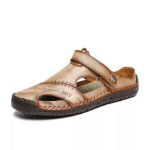 (Khaki, UK 7 (Tag 41)) Mens Driving Lightweight Sandal Slip On Flats Shoes Slide Beach Sandals UK