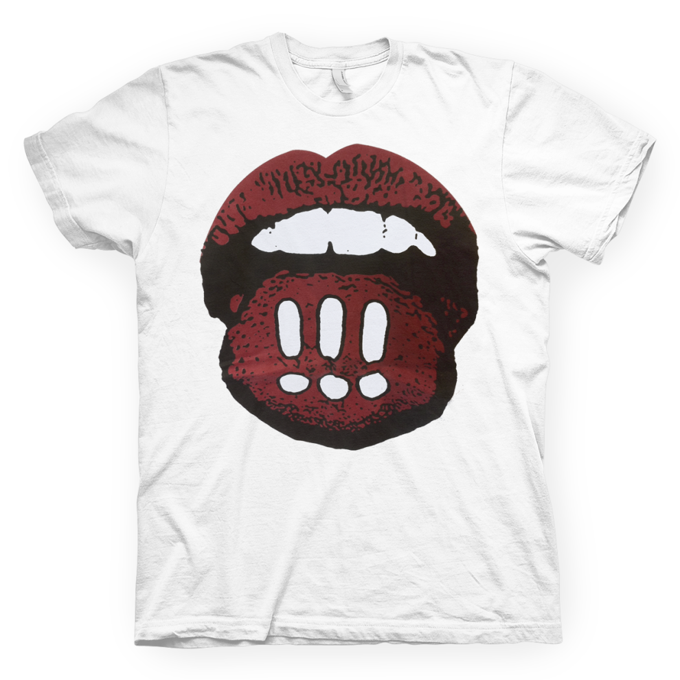 (M) !!! Mouth White T-Shirt S