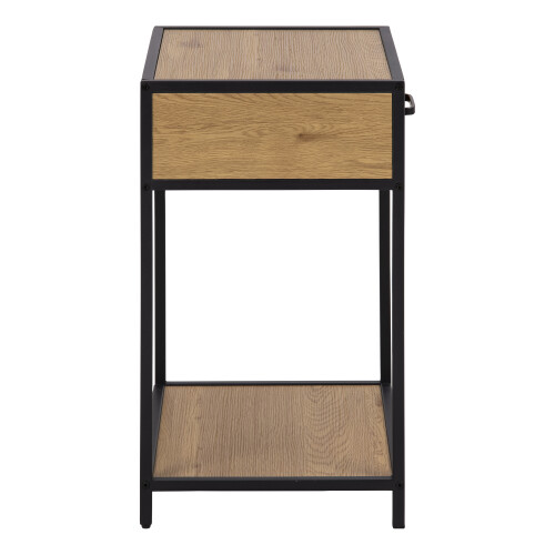 Seaford Bedside Table with 1 Drawer in Black & Oak 2
