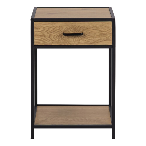 Seaford Bedside Table with 1 Drawer in Black & Oak 1