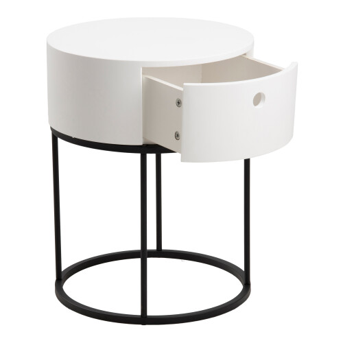 Polo Round Bedside Table in White and Black 2