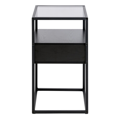 Randolf Bedside Table in Black with Smoked Glass 2