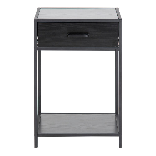 Seaford Bedside Table with 1 Drawer in Black 1