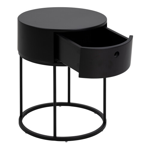 Polo Round Bedside Table in Black 2