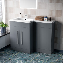 Nes Home 1100mm Left Hand Matte Grey Bathroom Basin Combination Vanity Unit