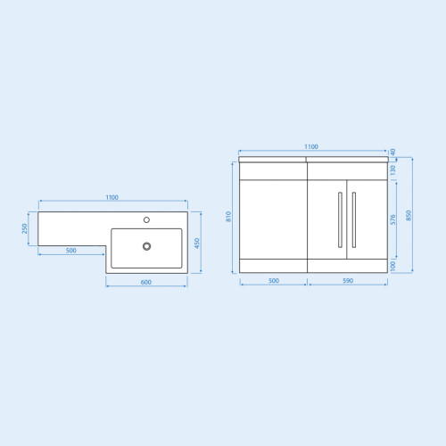 NES Home Nes Home 1100mm Right Hand Matte Grey Bathroom Basin Combination Vanity Unit 1