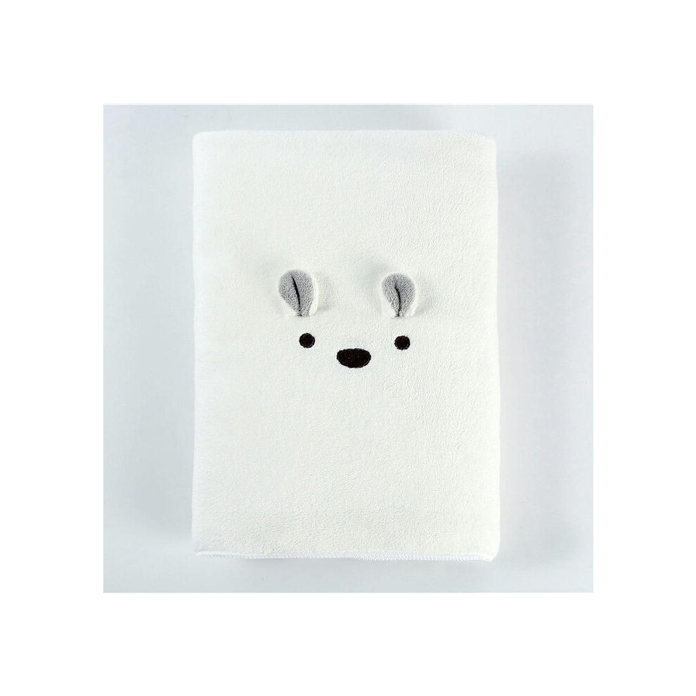 (Cartoon embroidery white (75*140cm)) Cartoon Animal Absorption Coral Velvet Cloak Baby Beach Bath Towel Cute Hooded Children's Bath Towel Warm Cloak