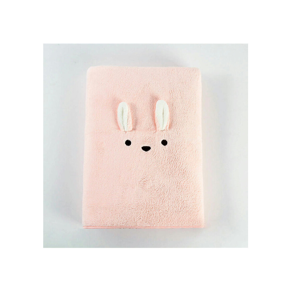 (Cartoon embroidery pink (75*140cm)) Cartoon Animal Absorption Coral Velvet Cloak Baby Beach Bath Towel Cute Hooded Children's Bath Towel Warm Cloak