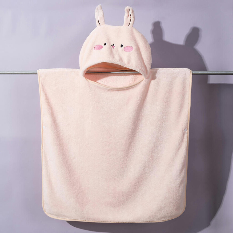 (Pink Bunny (65*65cm)) Cartoon Animal Absorption Coral Velvet Cloak Baby Beach Bath Towel Cute Hooded Children's Bath Towel Warm Cloak