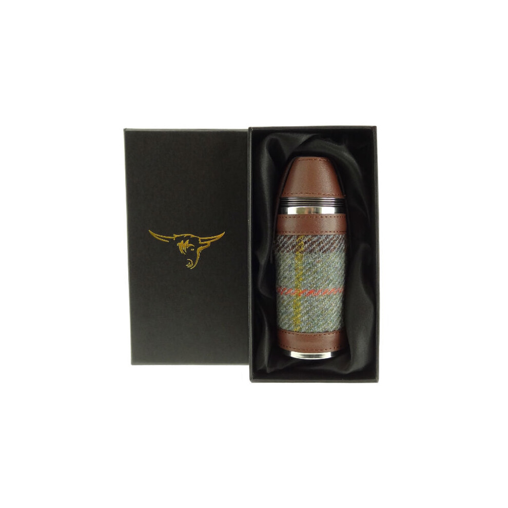 Glen Appin Of Scotland Macleod Harris Tweed Stainless Steel 8Oz Hunting Flask Green/Brown