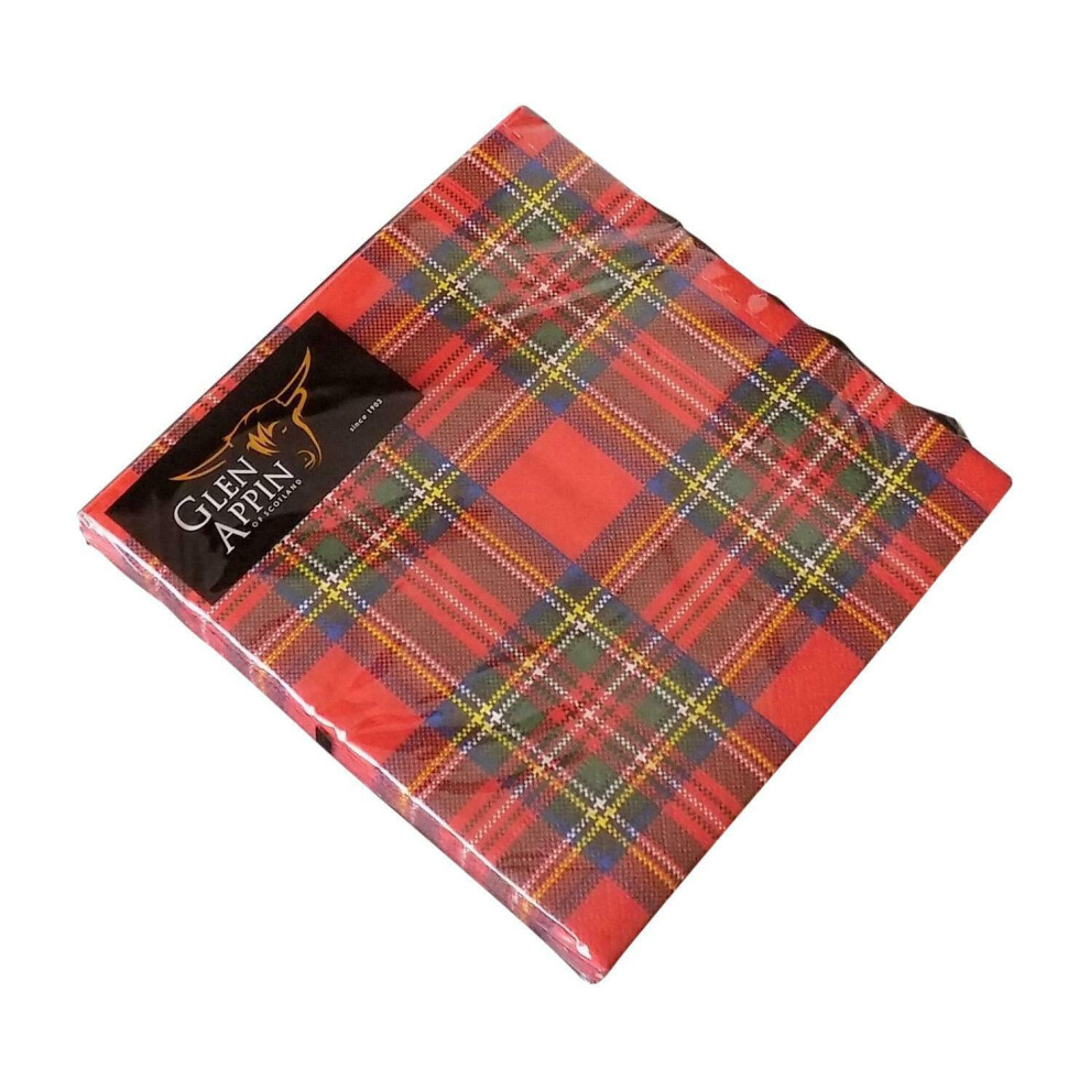 Glen Appin Of Scotland Scottish Red Royal Stewart Tartan 3 Ply Paper Napkins