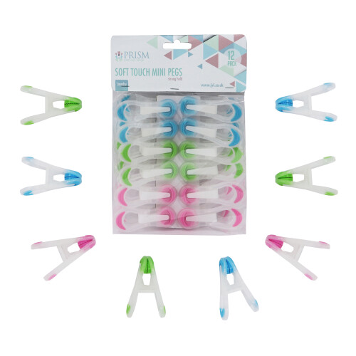 JVL Prism Soft Touch Mini Pegs, Pack of 12 1