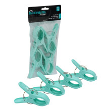 JVL Large Clamp Clip Beach Towel Pegs, Pack of 4, Aqua