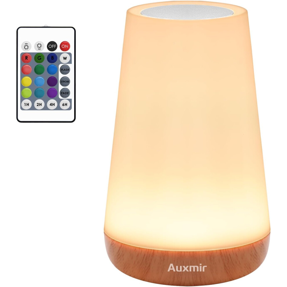 Auxmir Night Light LED Touch Bedside Table Lamp Remote Control Dimmable Light with RGB Color Changing USB Rechargeable Portable Lamp for Children