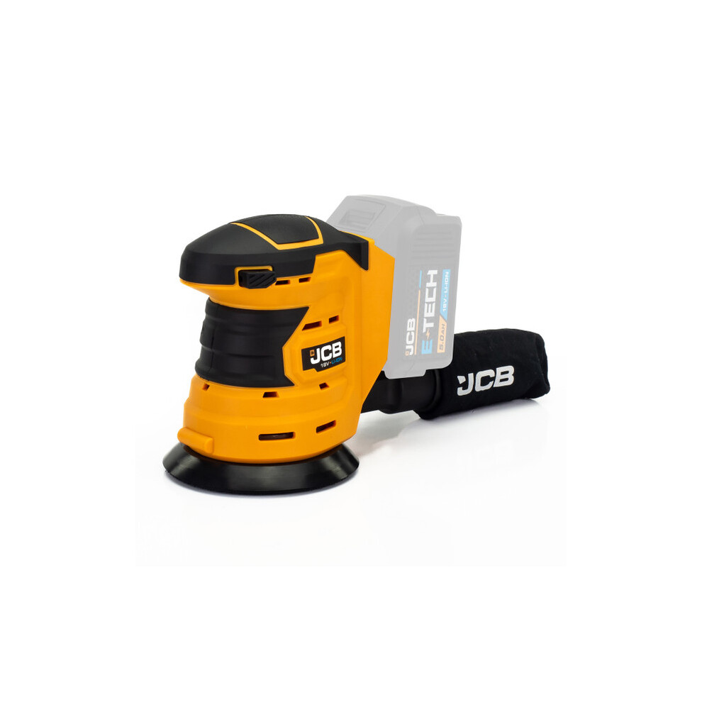JCB 21-18OS-B Cordless Random Orbital Sander 125mm 5'', 2.0-5Ah Li-ion Battery, Dust Bag and Accessories