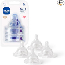 MAM Extra-Slow Flow Teats Size 0 Suitable for Newborns SkinSoft Silicone Teats for Baby Bottles Fits All MAM Bottles Baby Feeding Essentials Pack of 4