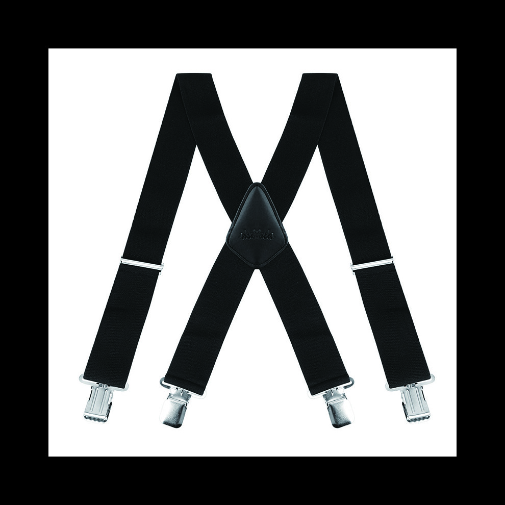 (Black) Trouser Brace Wide Mens Braces Strong Clips 50 mm Style Suspenders Belts