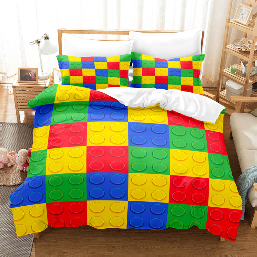 (Style 05, Single(135X200CM/2PCS)) Building block Bedding Single Double Duvet Cover