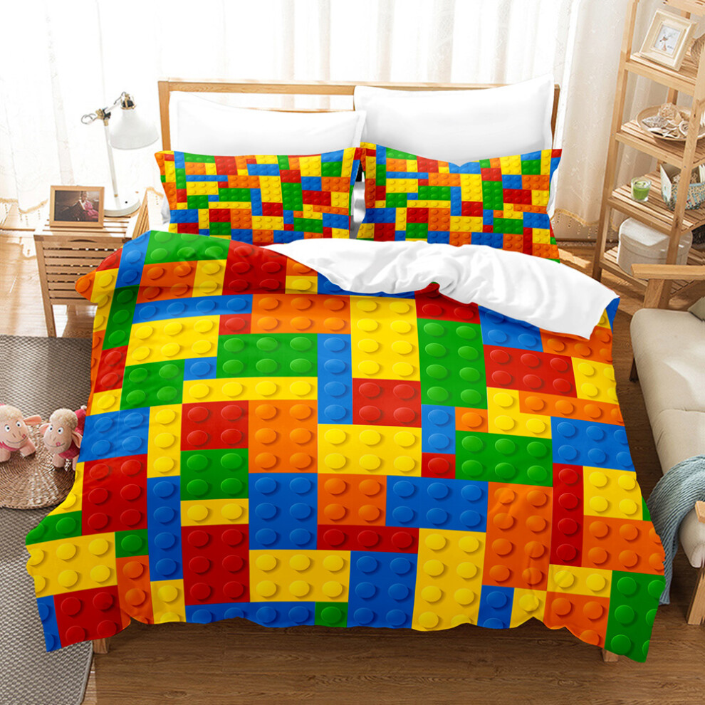 (Style 04, Double(200X200CM/3PCS)) Building block Bedding Single Double Duvet Cover