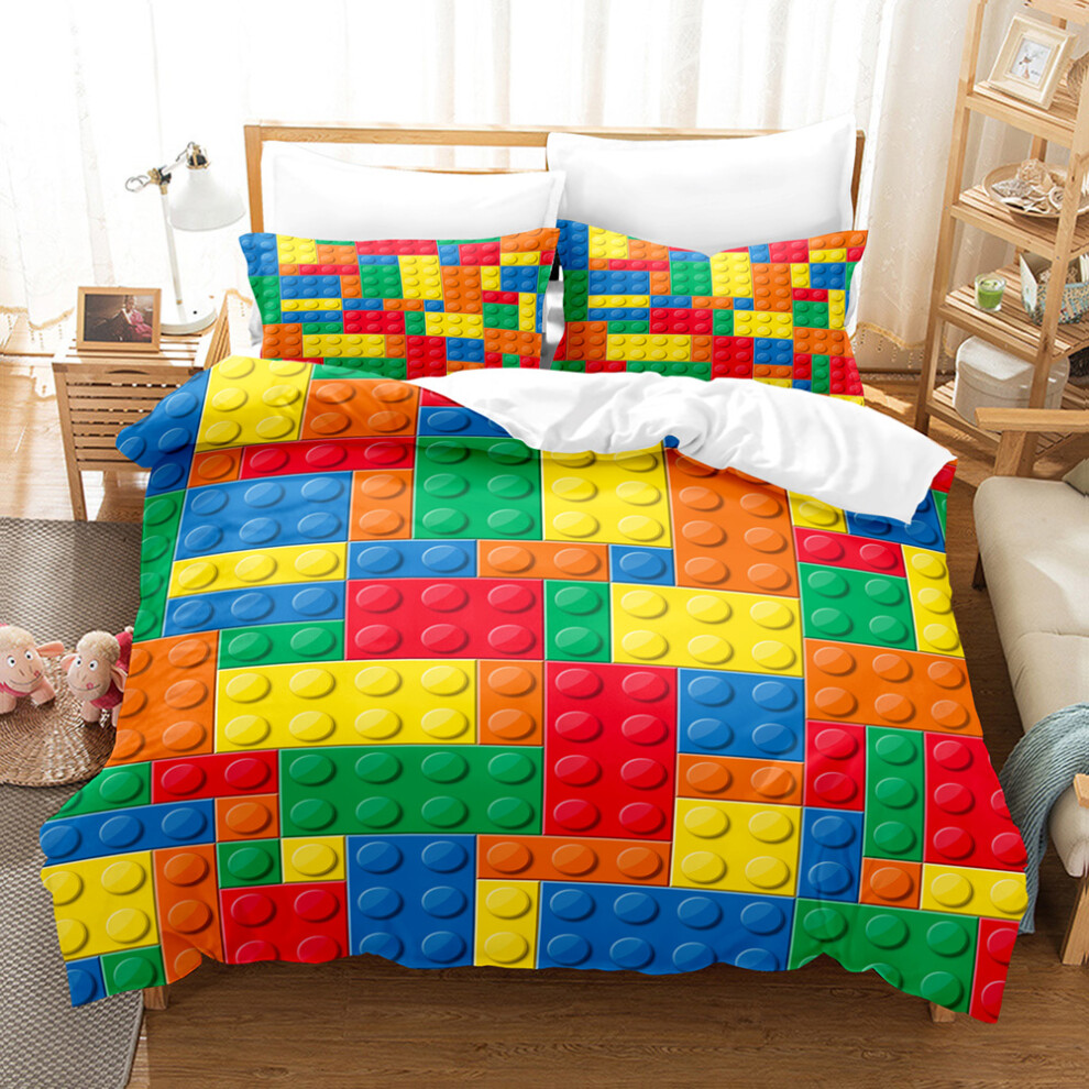 (Style 13, Single(135X200CM/2PCS)) Building block Bedding Single Double Duvet Cover