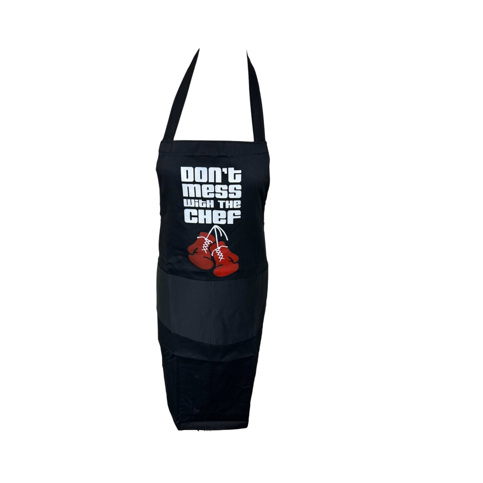 (Black) Don't mess with the Chef Slogan Apron For Adults Kitchen Chef BBQ Gift