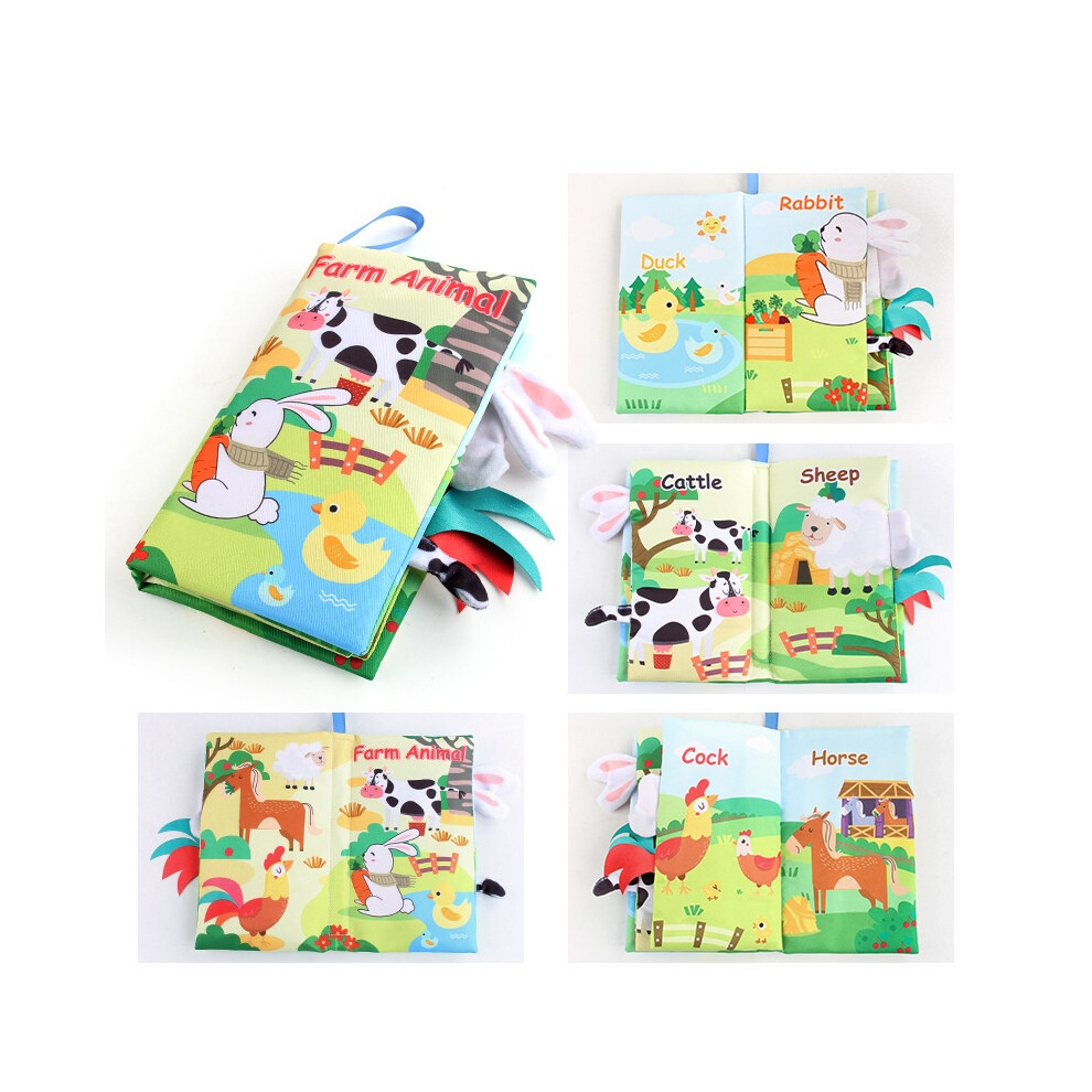 (Farm) Baby Early Education Wildlife Tail Cloth Book Cognitive Skills Development