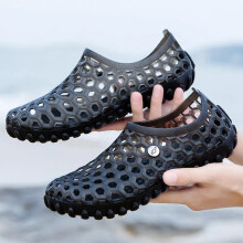 (Black, UK9 = EU43) Mens Women Beach Slip on Flat Barefoot Water Shoes Clogs Garden Swim Sandals